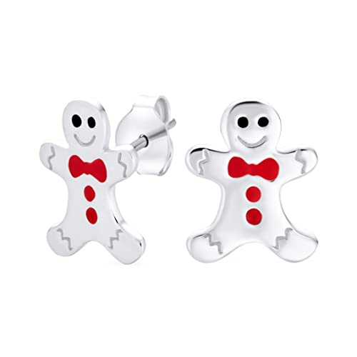 Boucles d'oreilles clous de Noël bonhomme pain d'épice argent femme ado