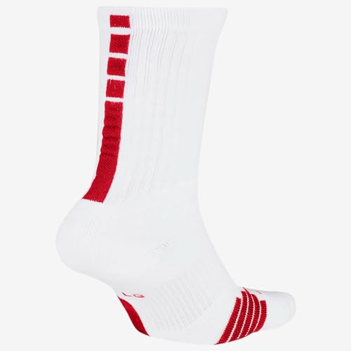 Nike Elite Crew Unisex Socks SX7622-103 (WHITE/UNIVERSITY RED/UNIVERSIT), Size M2