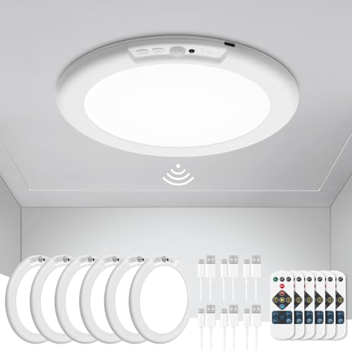 wowatt 6PC Battery Operated Ceiling Lights Rechargeable with Motion Sensor