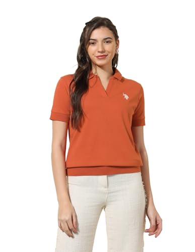 Image of U.S. Polo ASSN. Women's Cotton Solid Loose Fit Polo Shirt