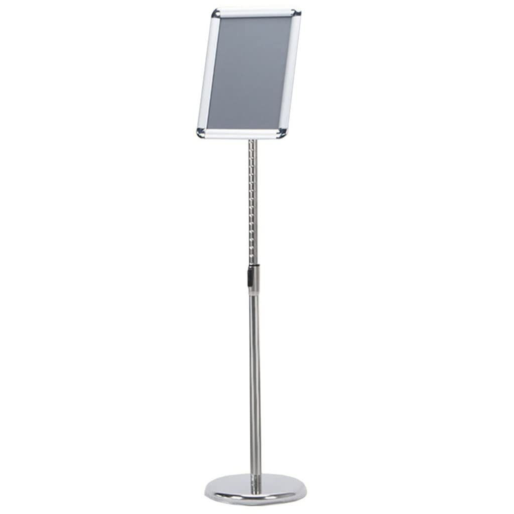 Adjustable A4 Display Stand with Safety Corner HolderPerfect for Weddings Exhibitions Advertising and PresentationsSleek Silver Design