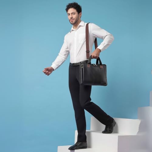 Image of VISMIINTREND Laptop Briefcase Messenger Shoulder Office Hand Bags for Men Women | Fits 13 inch /14 inch /15.6 Inch Laptops, Macbook | Vegan Leather | Corporate Gifts