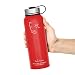Swig Savvy Water Bottles Stainless Steel - Vacuum Insulated Water Bottle + Stainless Steel Leak & Sweat proof Cap Double Wall Thermos Flask For Hot or cold Beverages (Red, 40oz)