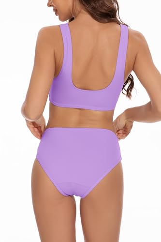 Image of Beautikini Period Swimwear Two Piece Menstrual Leakproof Sporty Bikini Sets Bathing Suit Period Swimsuit for Teen Girls