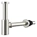 Produktbild Design Siphon für Waschbecken & Waschtisch, Keymark Messing Syphon Sifon Universal Designsiphon, Bad Flaschensiphon 1 1/4 x 32mm, Geruchverschluss Röhrensiphon, Edelstahl Gebürstet Nickel