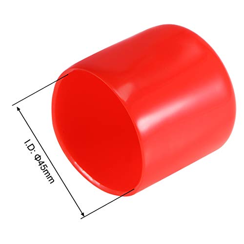 Image of uxcell 4pcs Rubber End Caps 45mm ID Vinyl Round End Cap Cover Screw Thread Protectors Red, 40mm Height