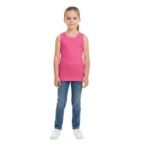 A2Z 4 Kids Girls Ribbed Vest Top 100% Cotton Stylish - New Vest Pink 5-6