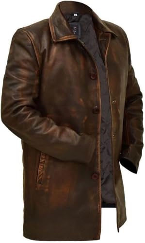 Image of Harocks Real Lambskin Leather Men's Coat- 3 /4 Length Brown and Black Leather Coat