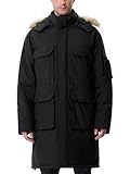 UIQUR Men's Hooded Winter Long Coat Warm Puffer Jacket Thicken Windproof Coats with Removable Hood Jackets XL Black