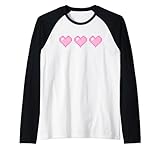 80s 90s y2k pixel art san valentino cuori maglia con maniche raglan