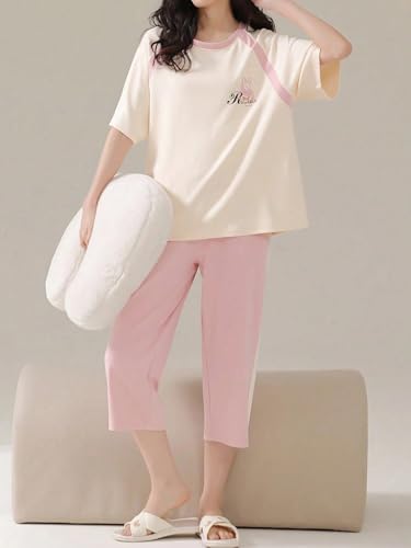 Image of Lymio Womens Korean Night Dress | Full Pyjama Set | Korean Nightsuit | Women Nightwear |Round Neck Full Sleeve Nightsuit | Loungewear | Everyday Nightdress (W-ND-1)