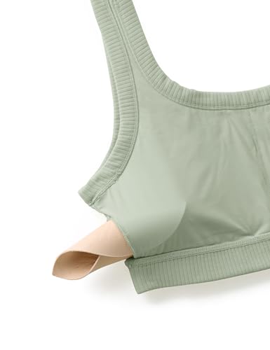 Image of CRZ YOGA Ribbed U Neck Sports Bras | Medium Support, Removable Pads, Casual, Wide Straps, for Women