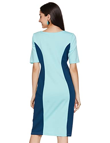Image of Amazon Brand - Symbol Women's Crepe Bodycon One Piece Midi-Lenght Dress (with Color Block) (Available in Plus Sizes)