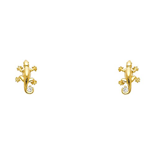 14k Yellow Gold Lizard Stud Earrings with Screw Back2