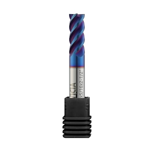 Image of 5 /16 inch Nano-Coated Tungsten Carbide End Mill, 4 Flute Micro-Grain Endmills CNC Milling Cutter Bits for Stainless Steel -HRC65