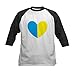 CafePress I Stand with Ukraine Heart Baseball Jersey Kids Cotton Baseball Jersey, 3/4 Raglan Sleeve Shirt Black/White