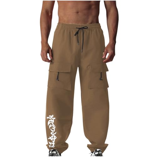 Flat Pocket Parachute Pants for Men Casual Baggy Cargo Pants Drawstring Wide Leg Streetwear Y2K Trousers Vacation