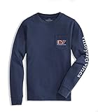vineyard vines Boys' Long-Sleeve Football Whale Pocket T-Shirt, Blue Blazer, Extra Large