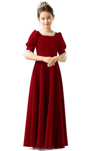 Velvet Flower Girl Dress Long Sleeve Wedding Guest Dresses Elegant A Line Princess Christmas Party Fall Outfits