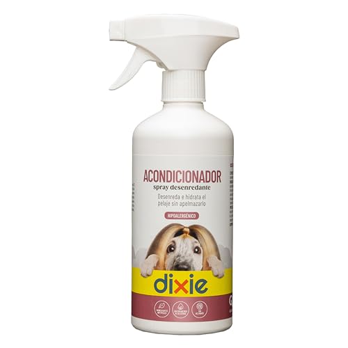 DIXIE - Spray Desenredante Pelo Perros - 500 ml - Acondicionador para Perros y Gatos - Desenreda e Hidrata el Pelaje sin Apelmazar - Pelo Suave y Brillante - Sin Aclarado - para Todas Las Mascotas