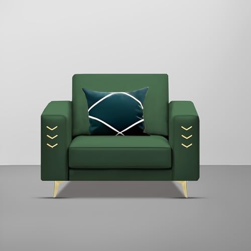 Image of Casaliving Falco 1 Seater Sofa Set for Living Room (Green Fabric) Premium Fabric Sofa