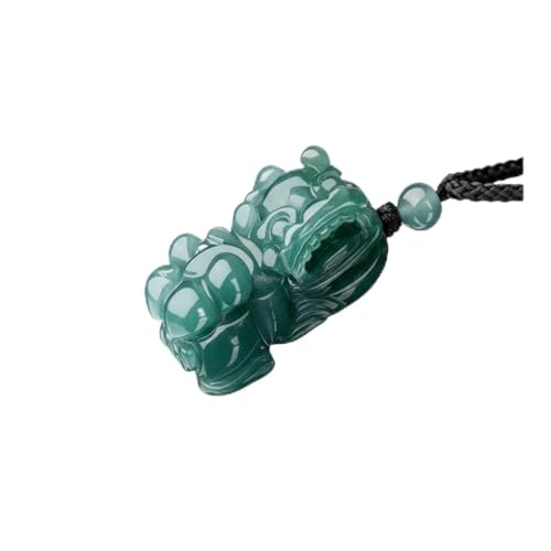 Amulette Pixiu en jade bleu cadeau mixte, collier porte-bonheur en pierre sculptée