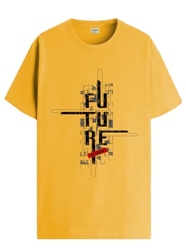 Image of ADRO Men's Graphic Printed 100% Cotton T-Shirt - Regular Fit, Printed T-Shirts for Men