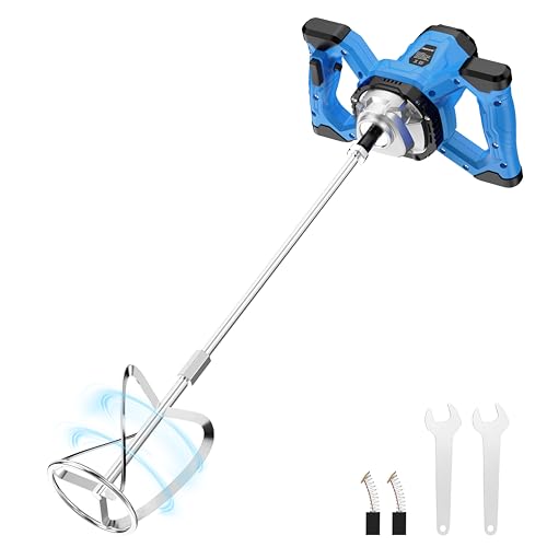 AZZUNO Cement Mixer Electric Concrete Mixer Machine 110V Handheld Mud Mixer with 6 Adjustable Speed for Mixing Concrete Cement Mud Mortar Putty Paint (Dark Blue)