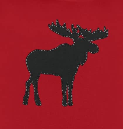 Moose Faux Stitched Toddler Hoodie Red 2T