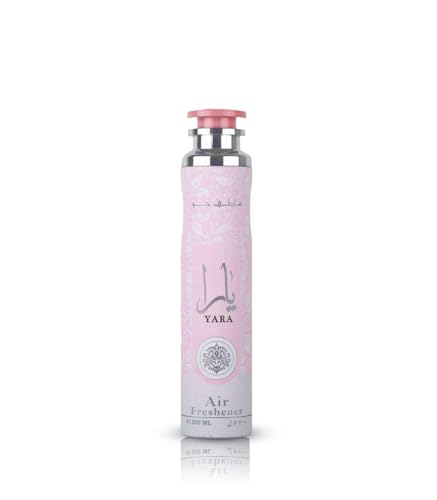 Ambientador Yara Lattafa 300 ml | Aroma Árabe Dulce y Elegante con Notas Florales y Ambaradas de Larga Duración | Fragancia Floral, Dulce y Duradera para Hogar Coche y Oficina (Yara)