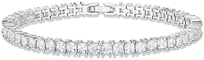 PAVOI 14K Gold Plated Cubic Zirconia Classic Tennis Bracelet | White Gold Bracelets for Women | 3mm CZ, 7 Inches