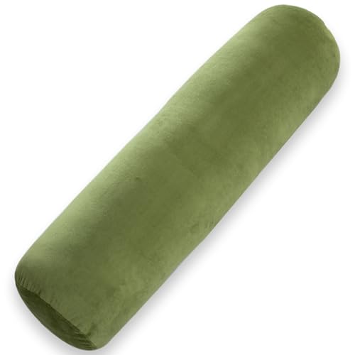 1 MIDDLE ONE Bolster Pillow for Bed Long Round Body Pillow for Adults with Removable Velvet Cover Decorative Tube Roll Cylinder Pillow 35 x 7.87 Inch Green