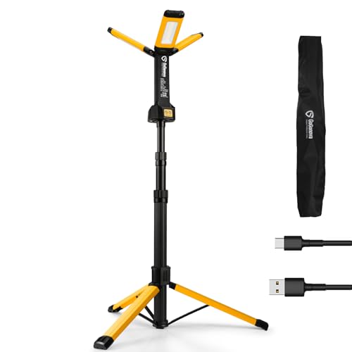 GoGonova Cordless Work Light with Triple LED Lamps,Rechargeable Work Lights with Stand, 8AH Battery, 700/1200/2200 Lumen, 4000/6500K Dimmable Led Work Light Kit with Detachable Tripod