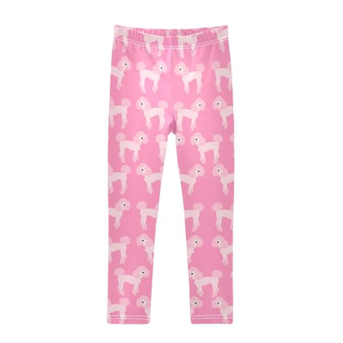 Cute Poodles on A Pink Background Girls Leggings,Workout Leggings for Girls Toddler Athletic Leggings Size for 3-10T