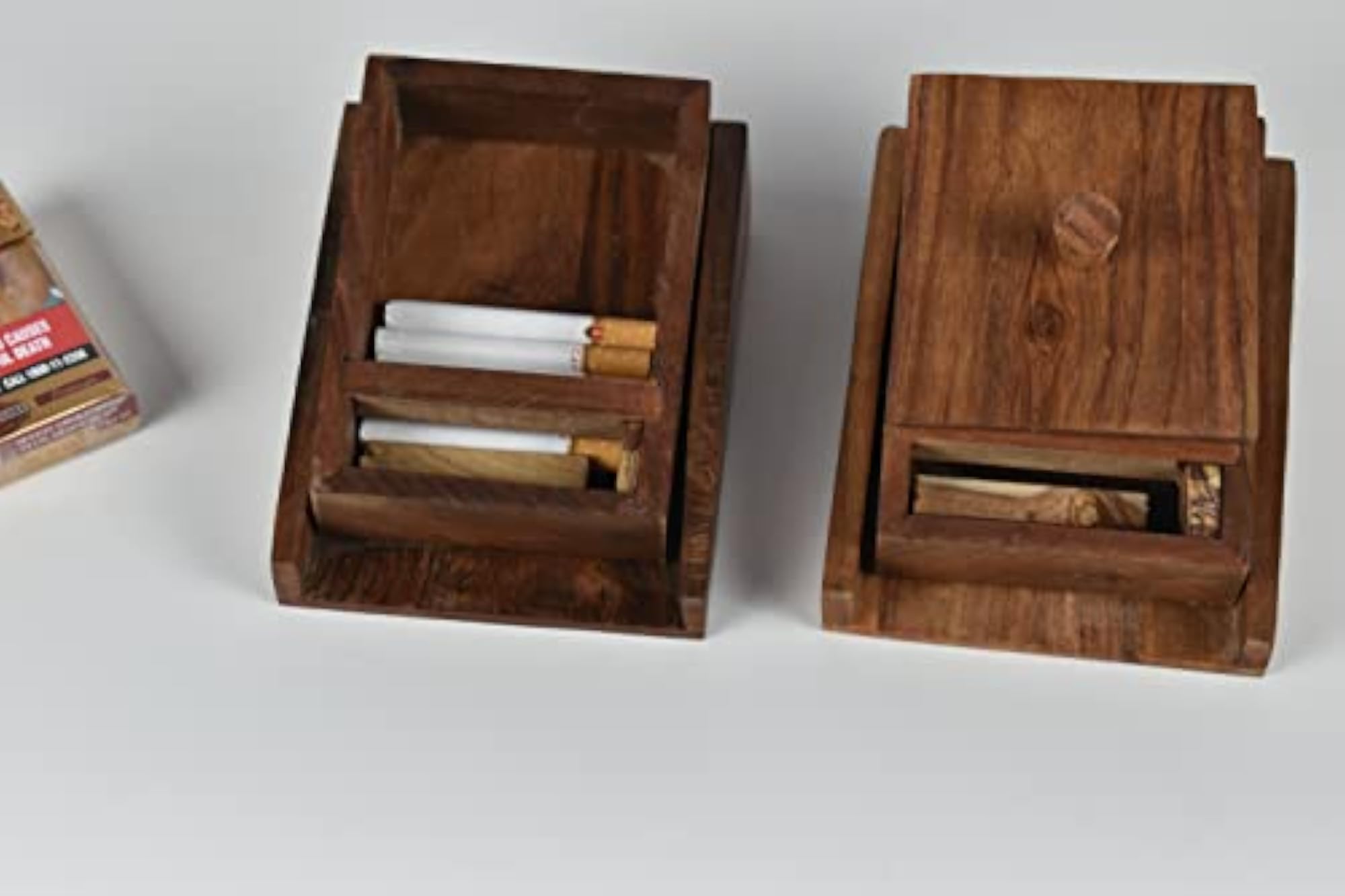 Automatic Slim Cigarette Box, Wooden Dispenser