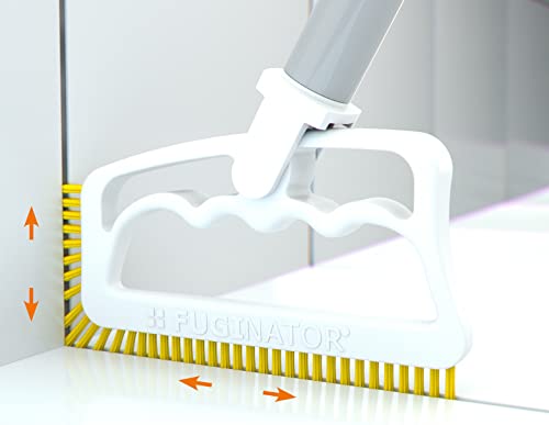 Image of Fuginator Scrub Brush for Tile and Grout: Stiff Nylon Bristle Scrubbing Brush - Bathtub and Shower Scrubber for Floor Joints and Tile Seams - Cleaning Brush (White /Yellow)