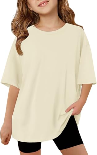 Image of ZDC Girls Short Sleeve T Shirts Kids Summer Oversized Tops Trendy Crewneck Basic Tees 5-14 Years