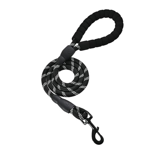 Image of Amazon Basics Round Dog Leash, Heavy Duty, Durable Rope for Small, Medium, and Large Dogs, Lightweight Design for Walking, Training, and Outdoor Activities, Black, 4 Ft