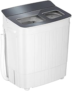 Greenvelly Portable Washing Machine Washer 17.6LBS Mini Twin Tub Washer and Dryer Combo, Spin Laundry Compact Washing Machine Combination for Apartments, Laundry, Camping, Dorms, Rooms, RV (Grey)