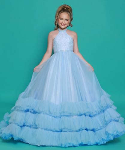 Girls Pageant Dresses Tulle Ruffles Sequin Formal Dress Birthday Party Dress for Girls Ball Gown2