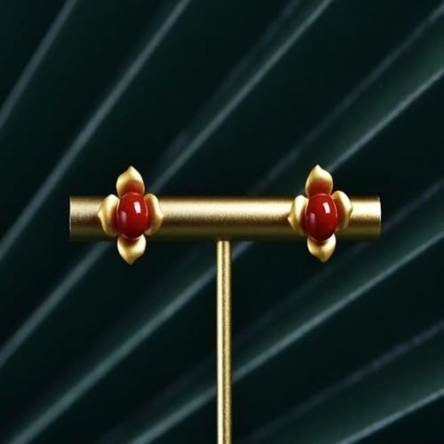 Boucles d'oreilles en Argent S925 Anti-irritation Fleur de Jade - 5