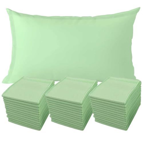 Image of Disposable Pillow Case Covers(Pack of 100),Bulk Pillow Cases for Medical Hospital Travel,Paper Pillow Cases Disposable 21 inch Width x 30 inchLength (Green)