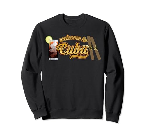 Questo bellissimo design da viaggio presenta un cocktail chiamato Cuba Libre con rum, due sigari Habano o Havana e le parole Welcome to Cuba (Benvenuti a Cuba). Un motivo esotico per rilassarsi e fare surf nella parte ispanica dei Caraibi.