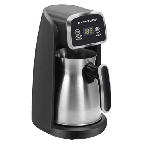 CLIMATE Turkish Coffee Maker Electric 600W Stainless Steel Arabic & Greek Coffee Machine with LCD Display Milk Warmer Water Boiler & Keep Warm Function 300ml Traditional Coffee Maker