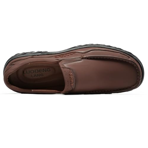 Men's Slip On Casual Loafers Classic Outdoor Leather Walking Hiking Dress Shoes Comfortable for Work Office Shoes Daily Soft4