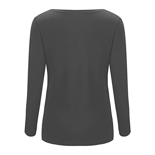 Long Sleeve T Shirt Women Ribbed Striped Tops Crew Neck Button Down Blouses Casual Slim Fit Henley Tees Fall Pullover4
