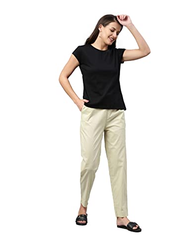 Image of GO COLORS Soft Cotton Pant Full Length for Women| Breathable, Mid Rise