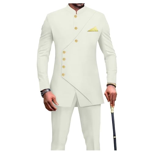 African Suits for Men Slim Fit Jackets and Pants Set 2 Piece Groomsman Suit for Formal Wedding Party