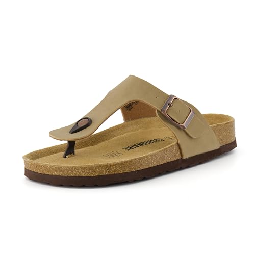 CUSHIONAIRE Leah Thong Womens Sandals - Cork Footbed Flip Flops for Women 2025 with Memory Foam and Adjustable Buckle Strap, TAUPE 8.5 by CUSHIONAIRE - Used condition - Image 9
