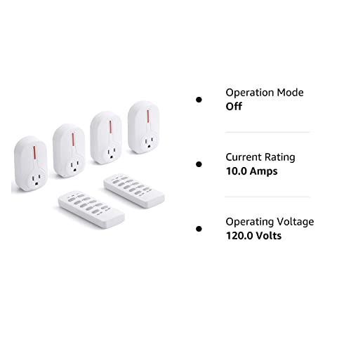 Bestten Wireless Remote Control Outlet Set (4 Outlets, 2 Remotes) With 110 Feet Range, Home Automation Set, Etl Listed, White #TOP7